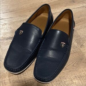 Men's Navy Perforated Slip-On Loafers